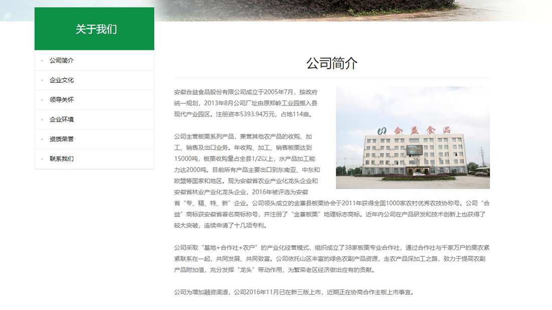 食品制造网站案例