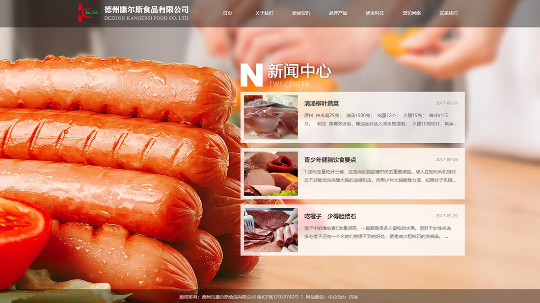 食品制造网站案例