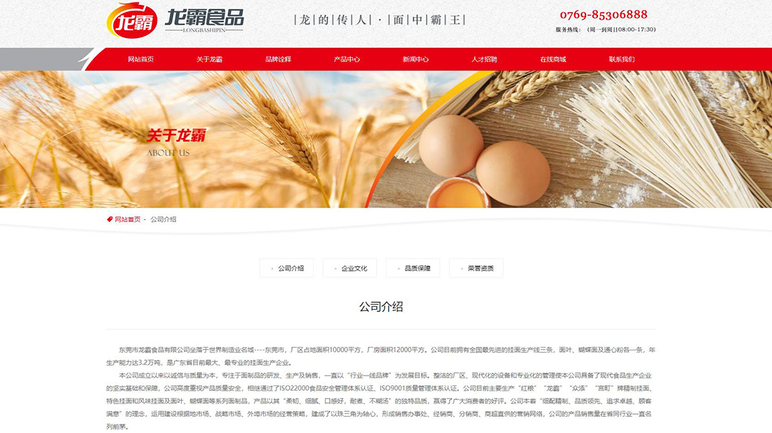 食品制造网站案例